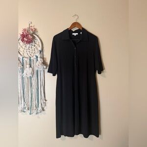 Vince Elbow Sleeve Polo Dress Black Size XL